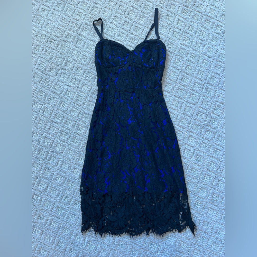 Black lace dress with lace up details